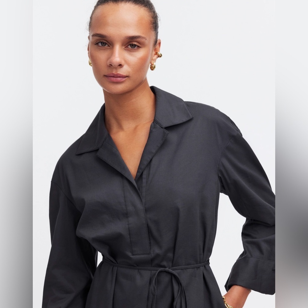 NWT Madewell Belted Mini Shirtdress in Black size medium - Picture 8 of 15